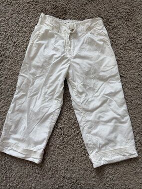 Chloe White Girls' Casual Cotton Pants with Belt Detail